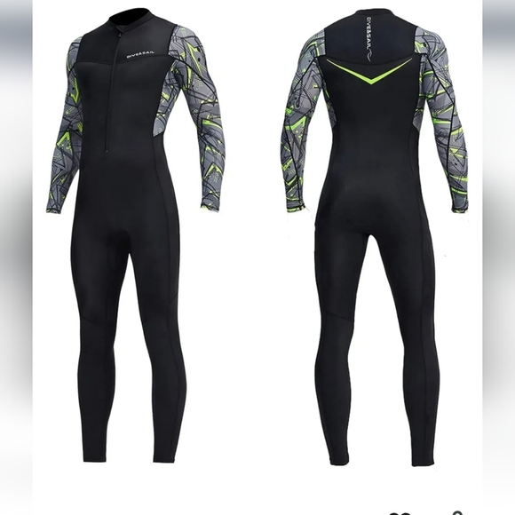 Men's Black and Green Full Body Bathing Suit NWT - Picture 1 of 15